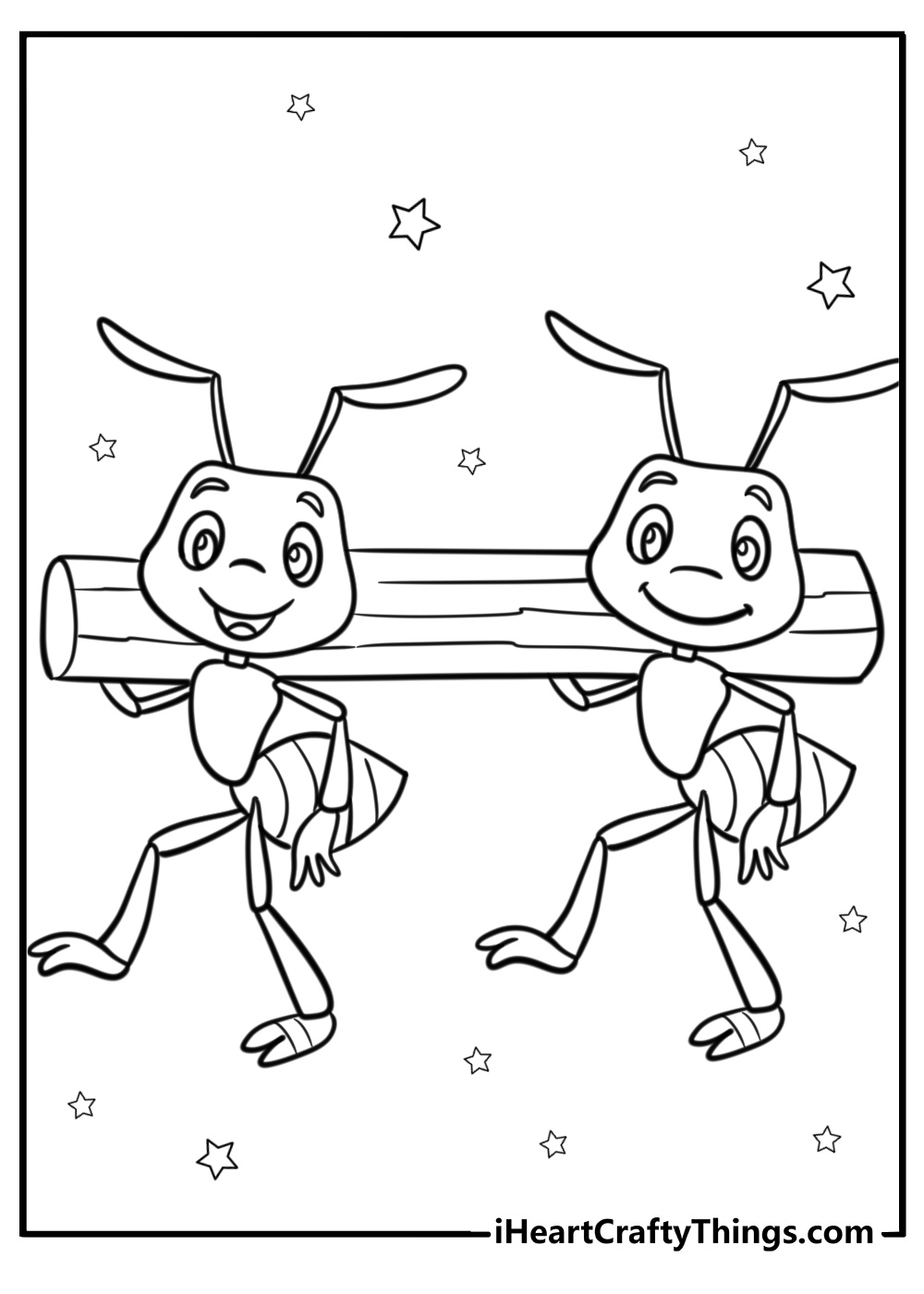 Ants working together free printable coloring page