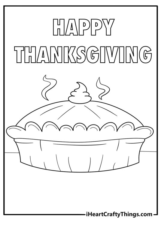 apple pie with whipped cream thanksgiving dessert coloring sheet