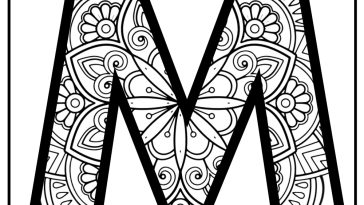 Big bold letter m detailed coloring sheet