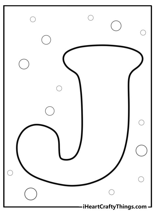 Big bubble letter j coloring page for kids