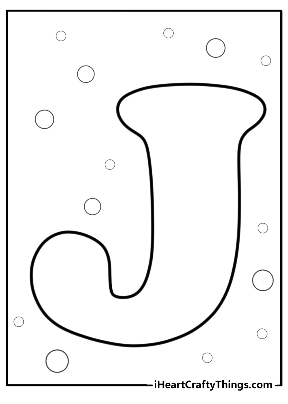 Big bubble letter j coloring page for kids