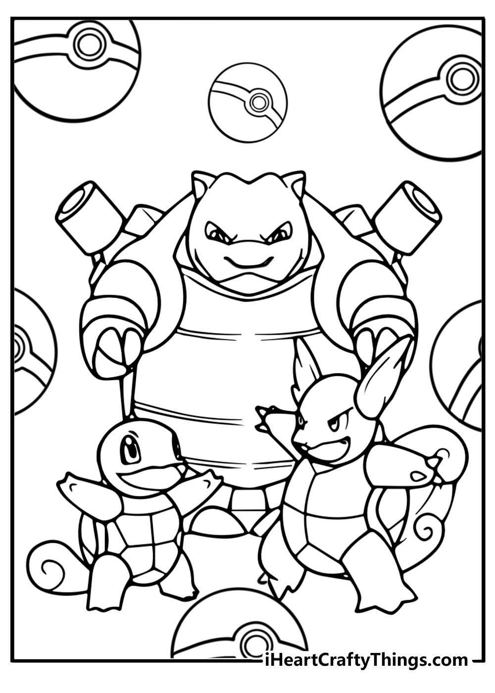 Blastoise and friends free coloring page