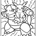 Blastoise and pikachu together coloring sheet