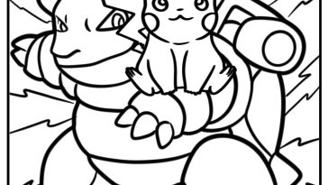 Blastoise and pikachu together coloring sheet