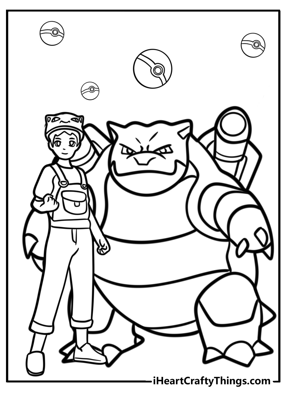 Blastoise and trainer free coloring page