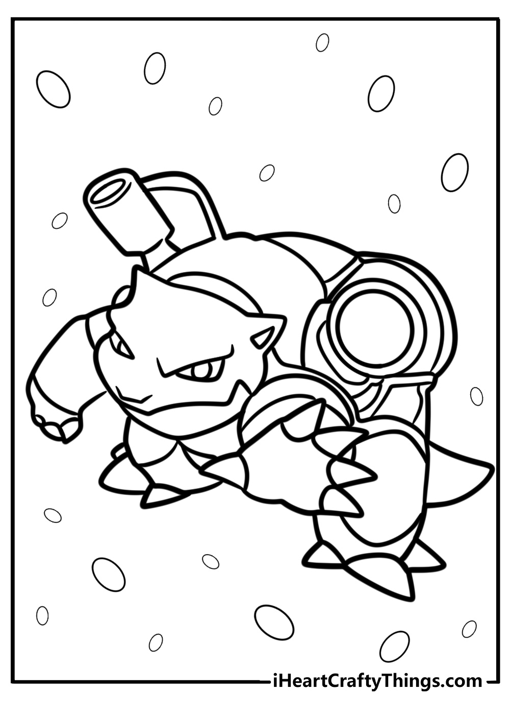 Blastoise in a battle scene coloring page