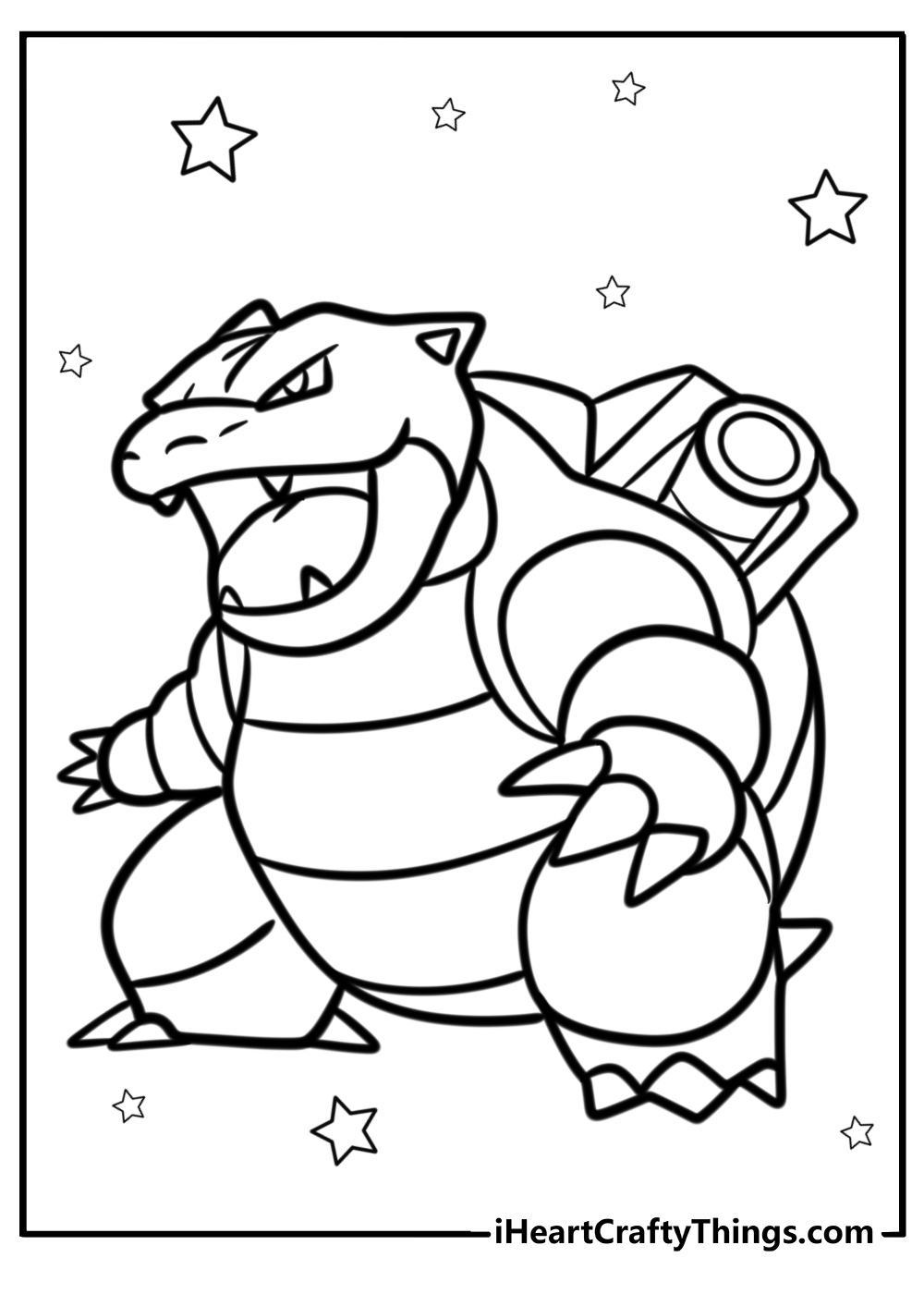 Blastoise roaring for battle printable sheet