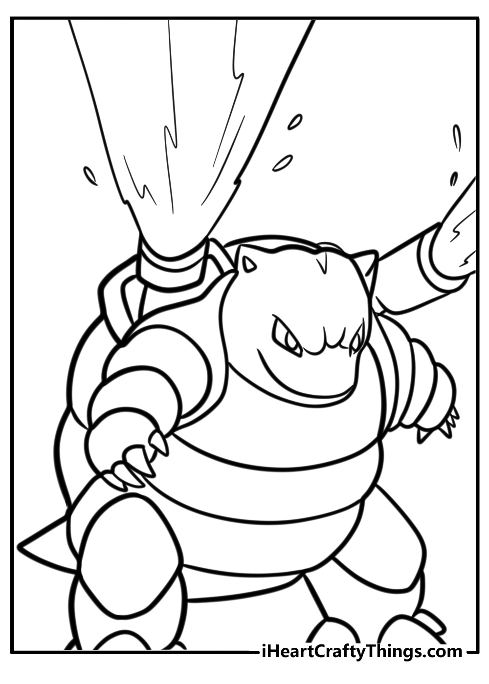 Blastoise shooting water free coloring page