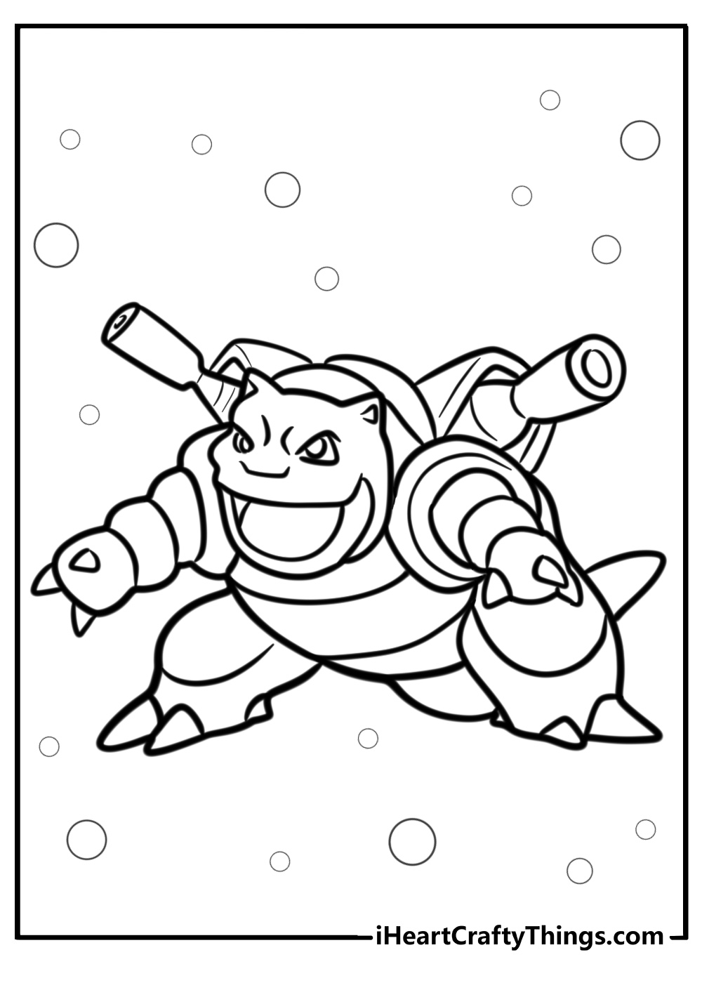 Blastoise with a big smile printable coloring page