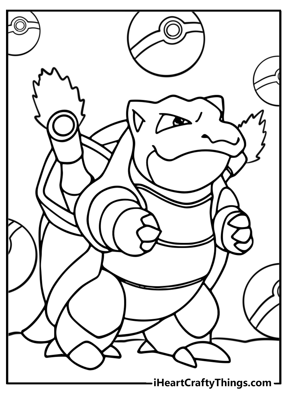 Blastoise with a serious face coloring page