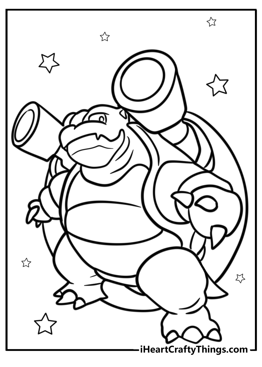 Blastoise with bold pose coloring page