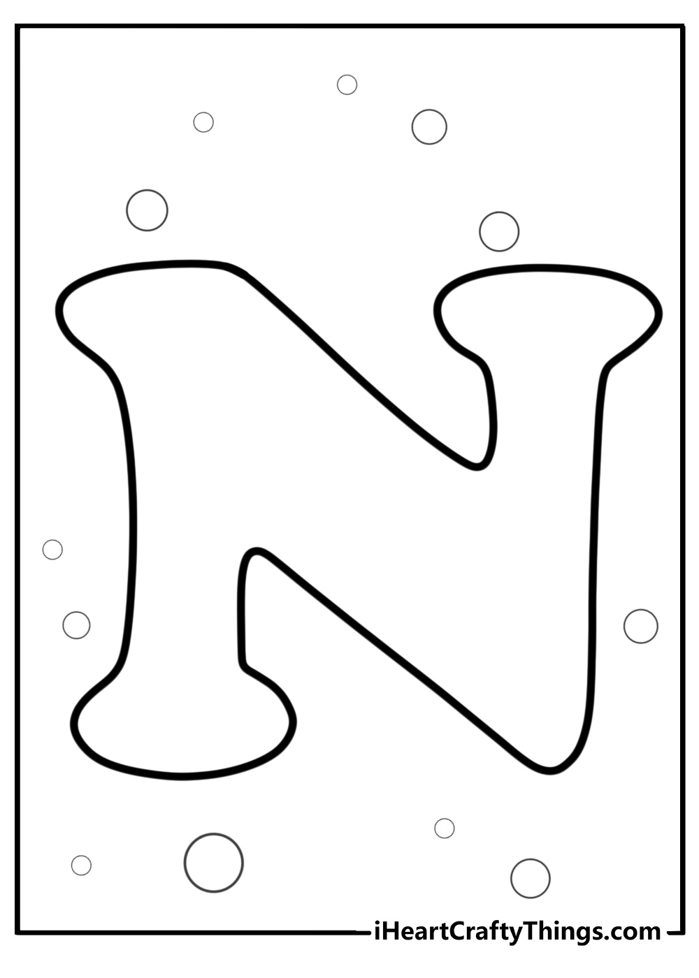 Bold letter n simple coloring sheet for kids