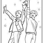 BTS members waving to fans fun coloring sheet