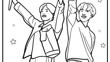 BTS members waving to fans fun coloring sheet