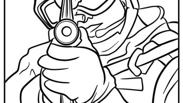 Call of duty soldier aiming weapon coloring page for kids