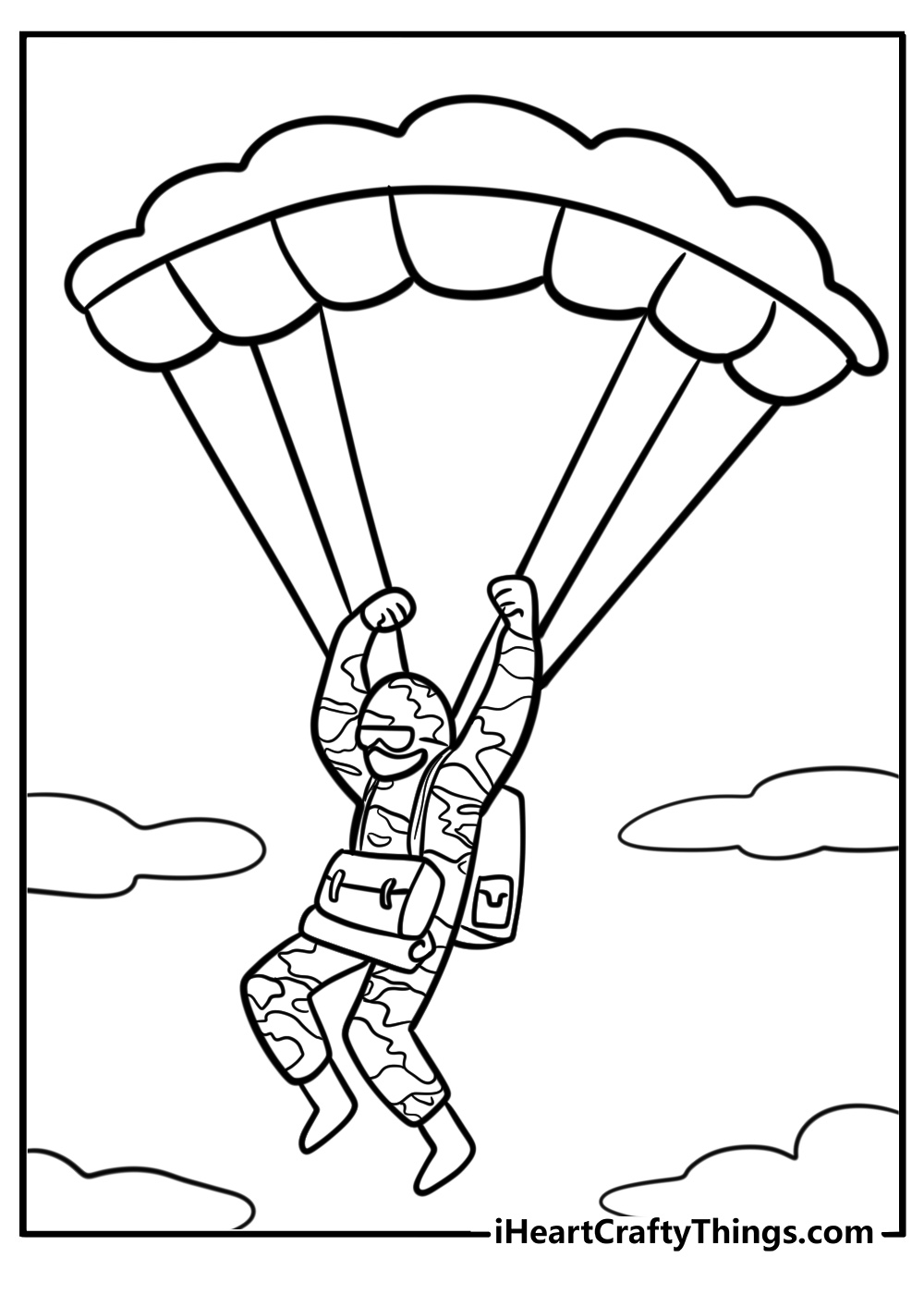 Call of duty soldier parachuting coloring page