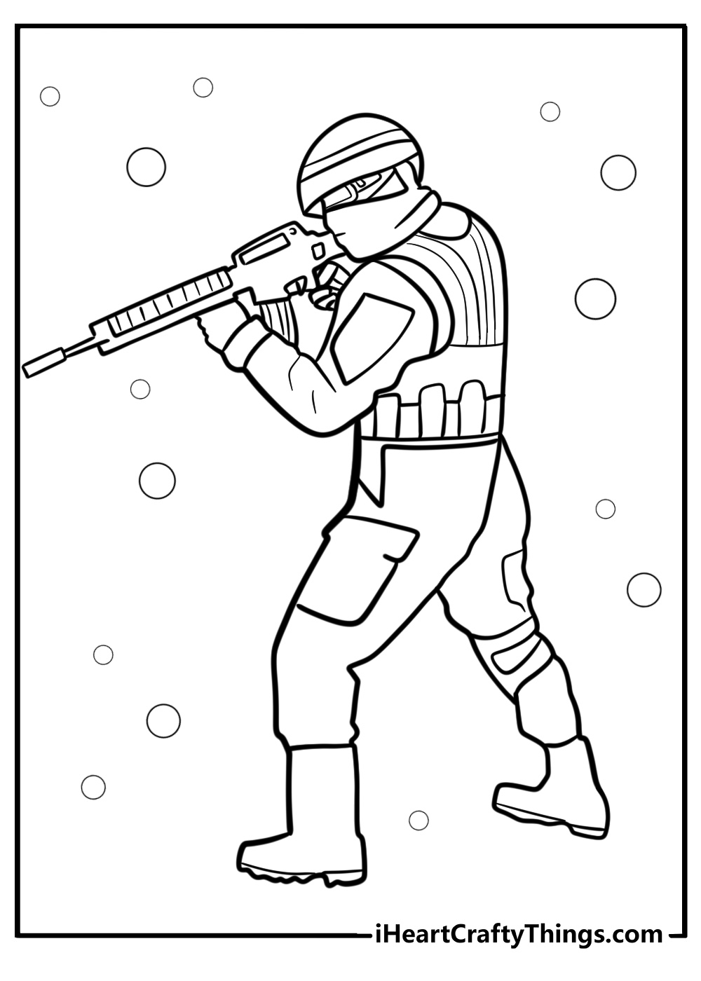 Call of duty soldier ready for action fun coloring sheet