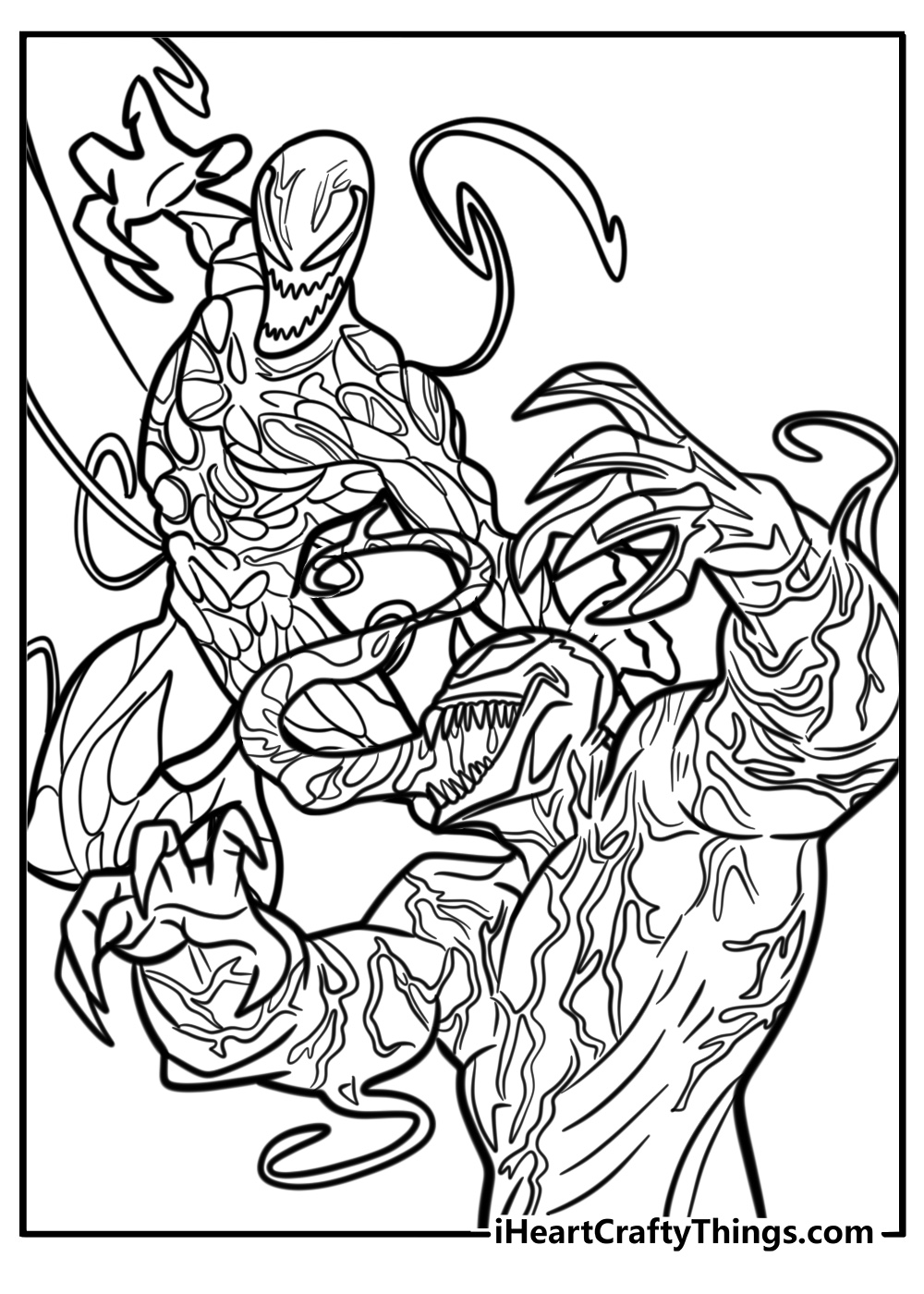 Carnage and venom clashing printable coloring page