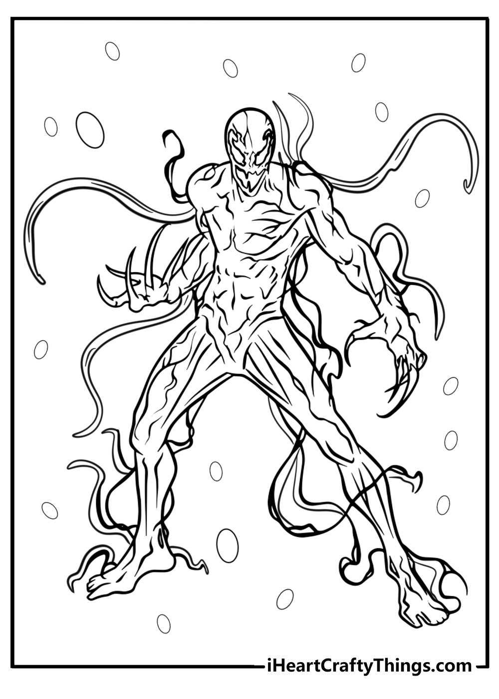 Carnage in a fighting stance free coloring page pdf