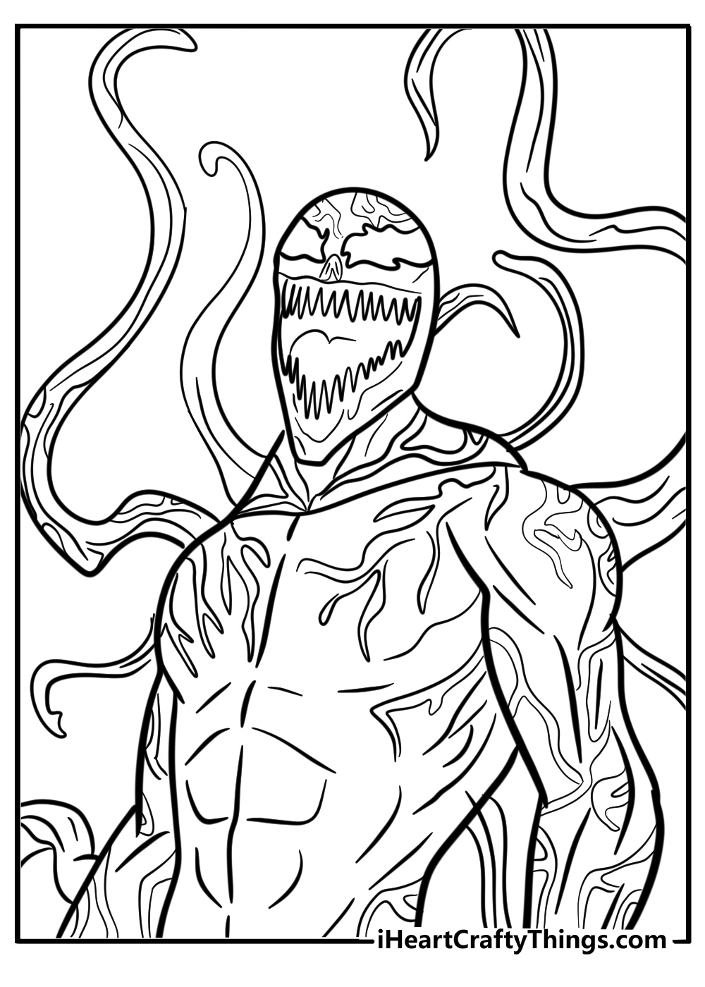 Carnage with his tentacles spread out fun coloring sheet