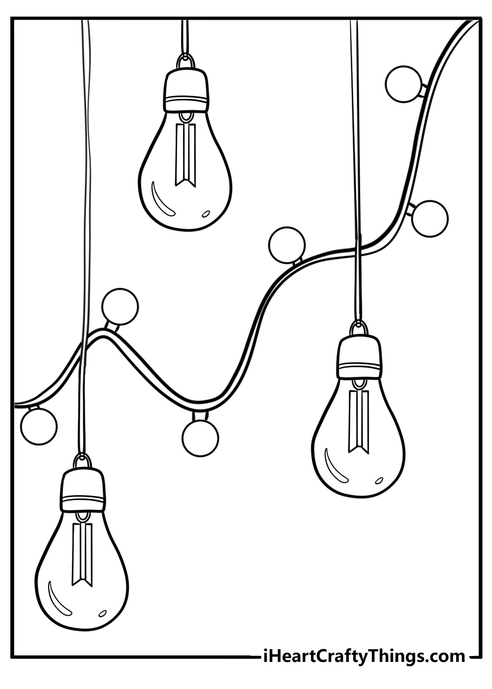 Cartoon christmas lights with bright bulbs coloring page