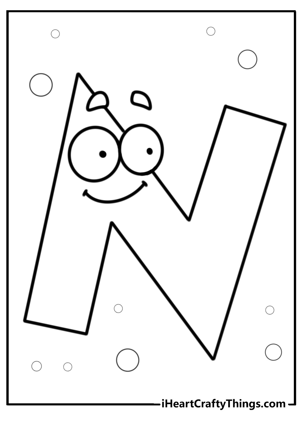 Cartoon letter n fun coloring page