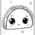 Cartoon taco with eyes coloring page