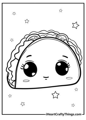 Cartoon taco with eyes coloring page