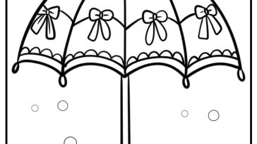 Cartoon umbrella with cute decorations free printable coloring page