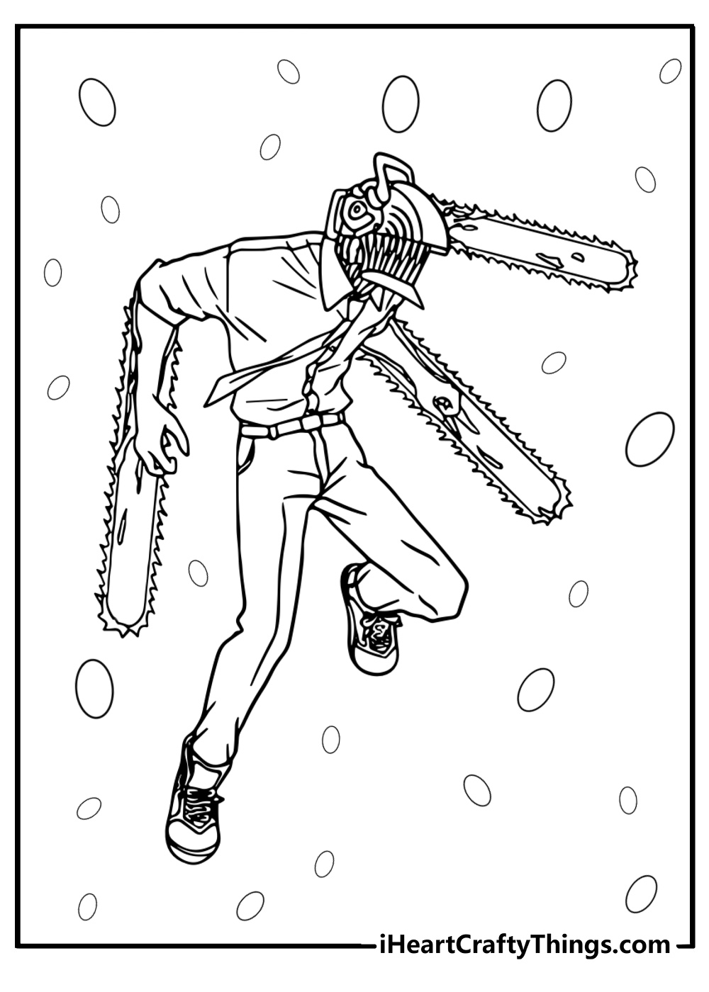 Chainsaw man ready for battle fun coloring sheet.