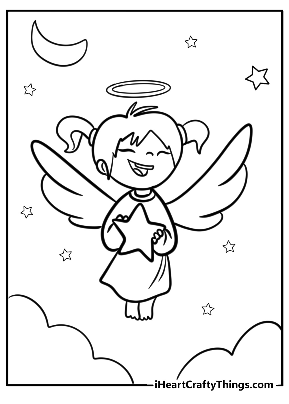 Christmas angel spreading joy fun coloring sheet