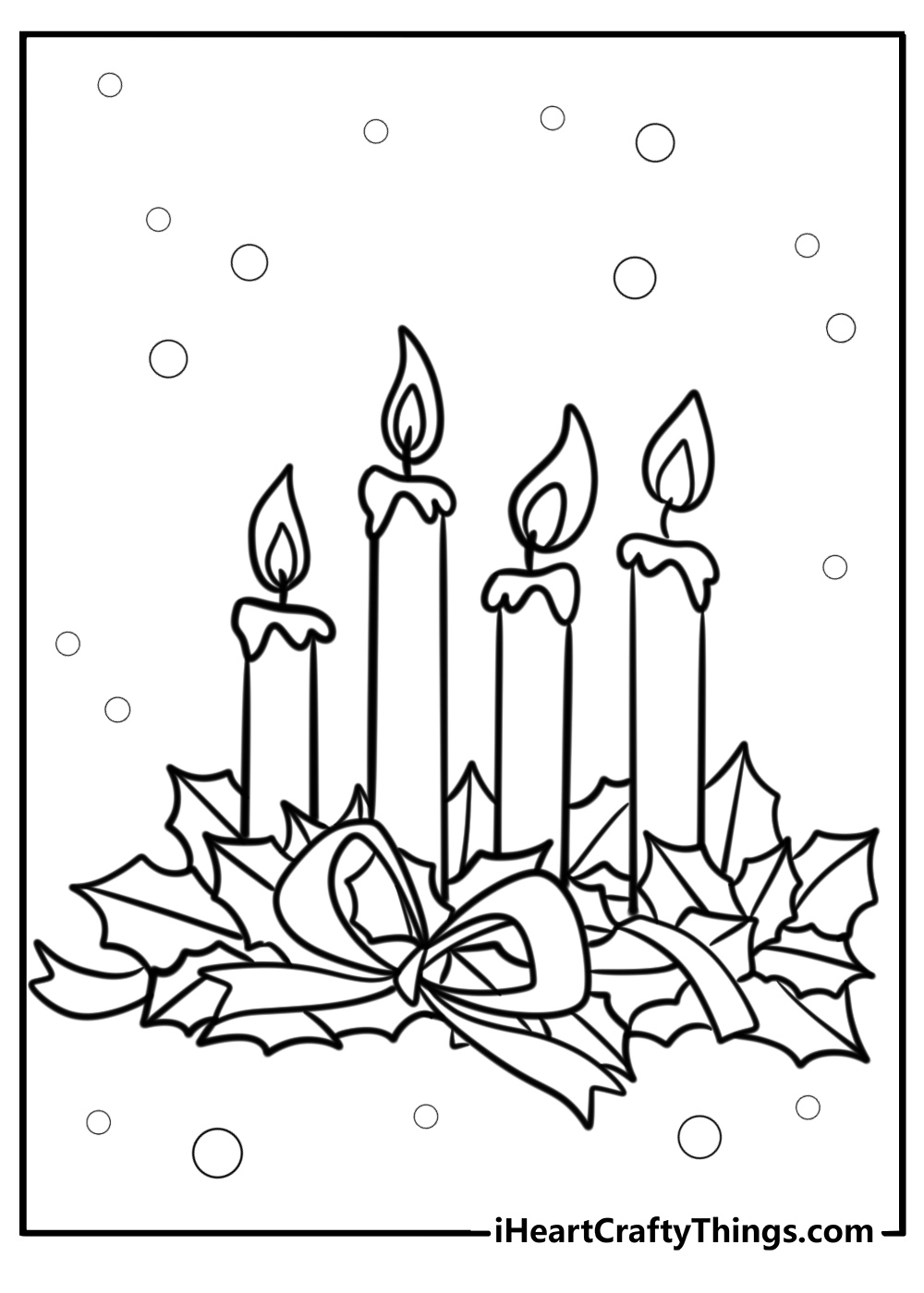 Christmas candle in a wreath free coloring page pdf