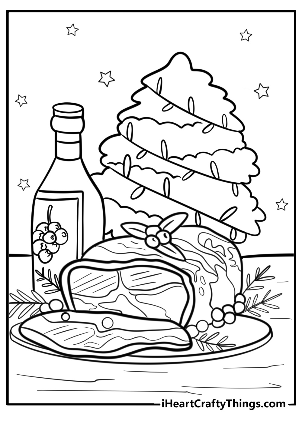 Christmas feast colouring page