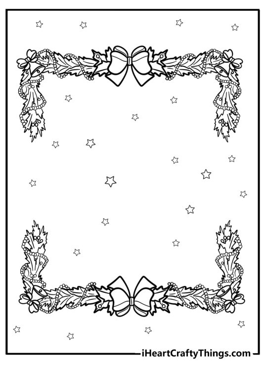 Christmas-themed poster featuring detailed garlands frame with stars in the background