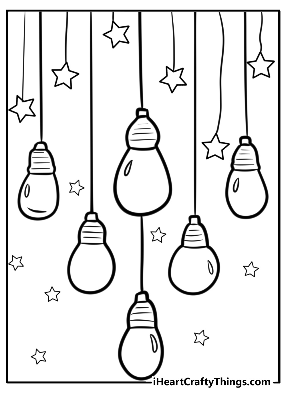 Christmas lights glowing in the dark coloring page for kids