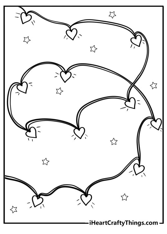 Christmas lights in the shape of a heart free printable page