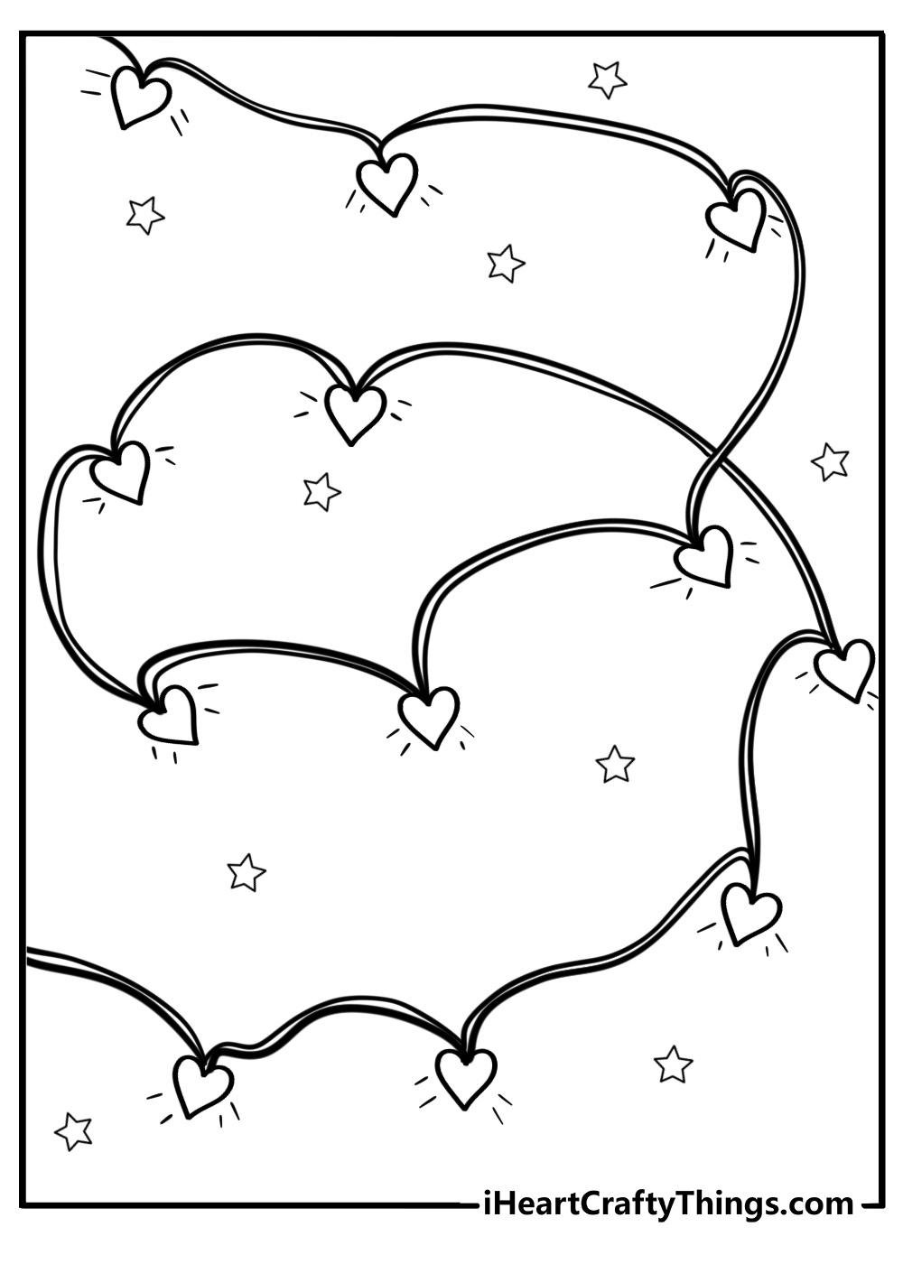 Christmas lights in the shape of a heart free printable page