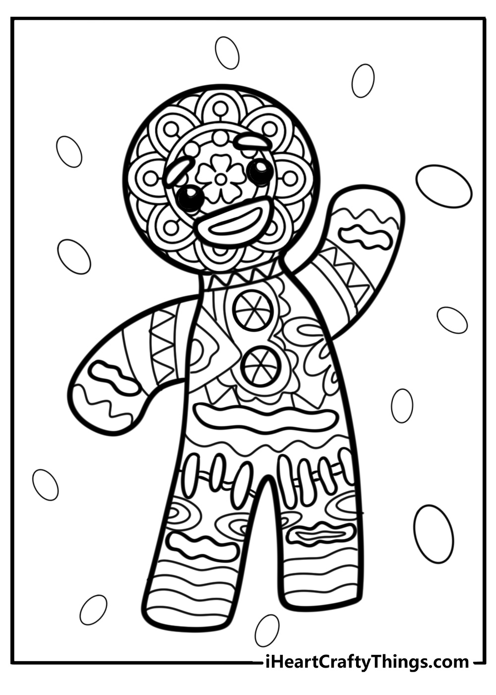 Christmas mandala with gingerbread men free coloring page pdf