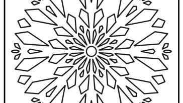 Christmas mandala with snowflakes coloring page