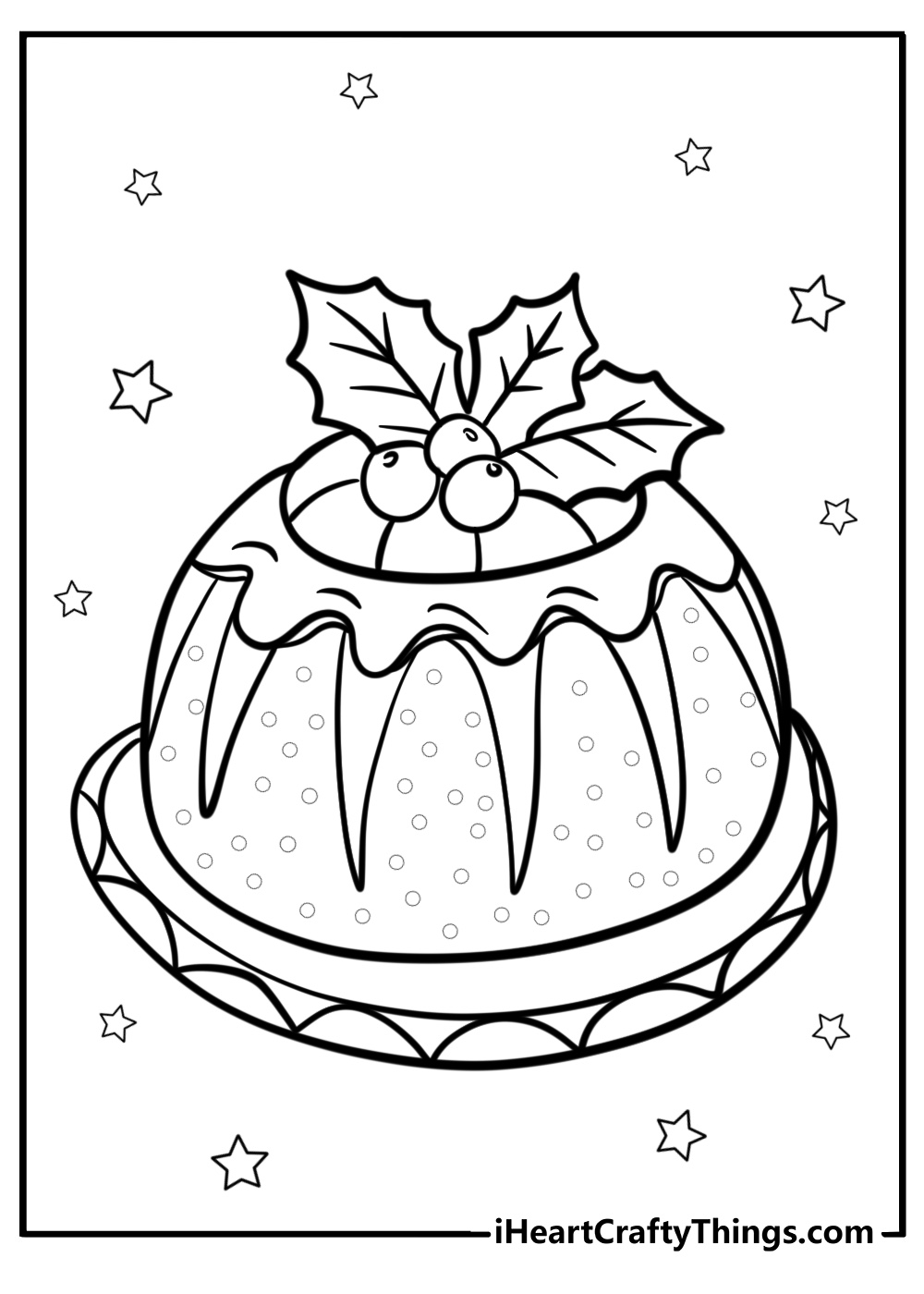 Christmas pudding coloring page