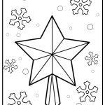 Christmas star and snowflakes free coloring page pdf