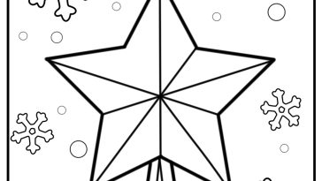 Christmas star and snowflakes free coloring page pdf