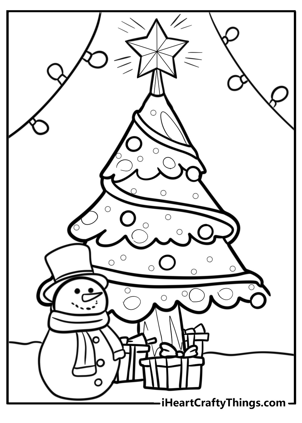 Christmas star in a festive scene fun coloring sheet