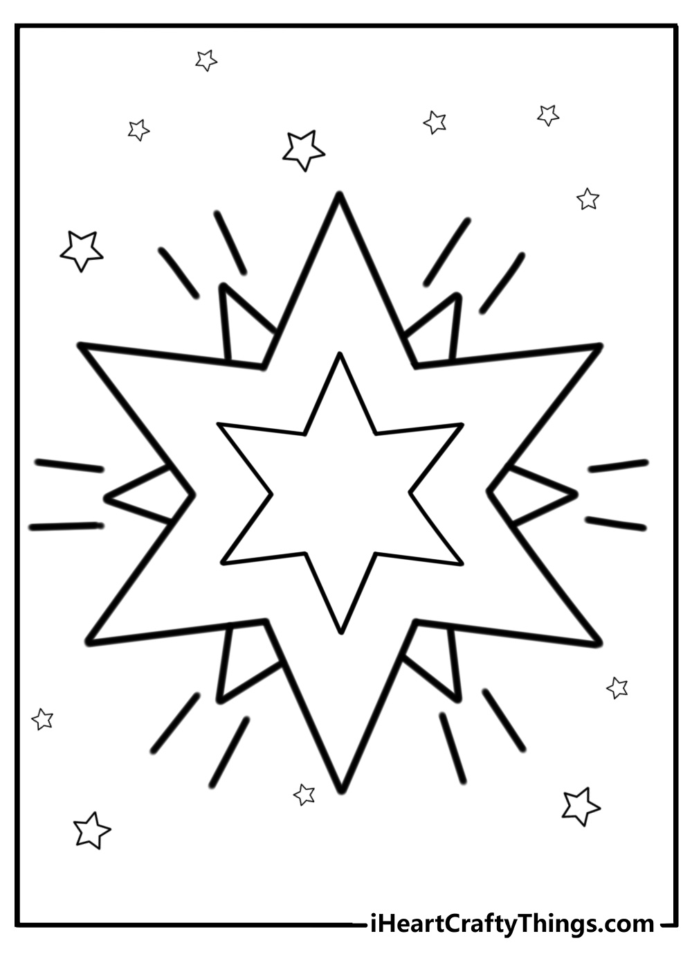 Christmas star with a beautiful glow coloring page