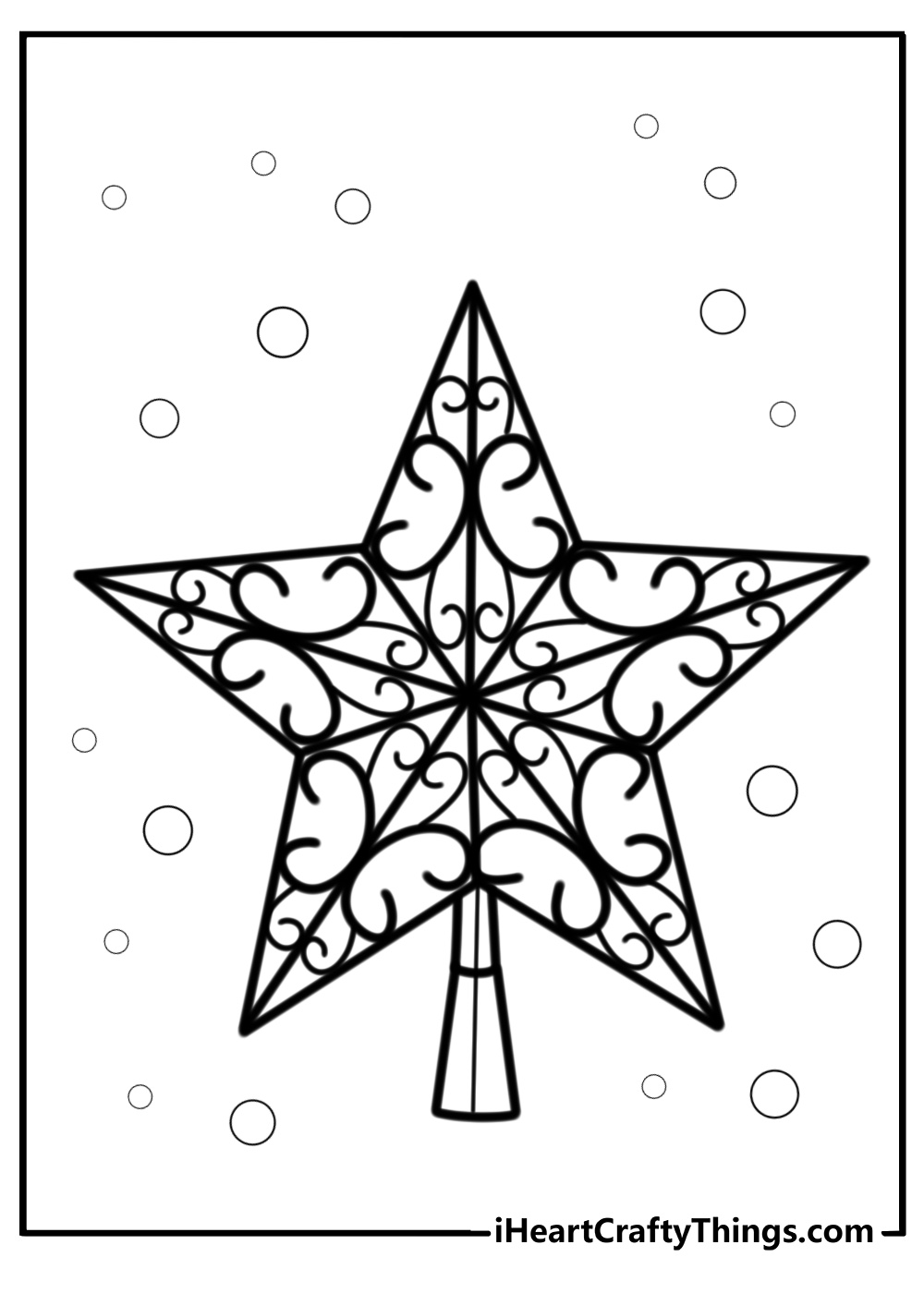 Christmas star with a bright halo free printable coloring page