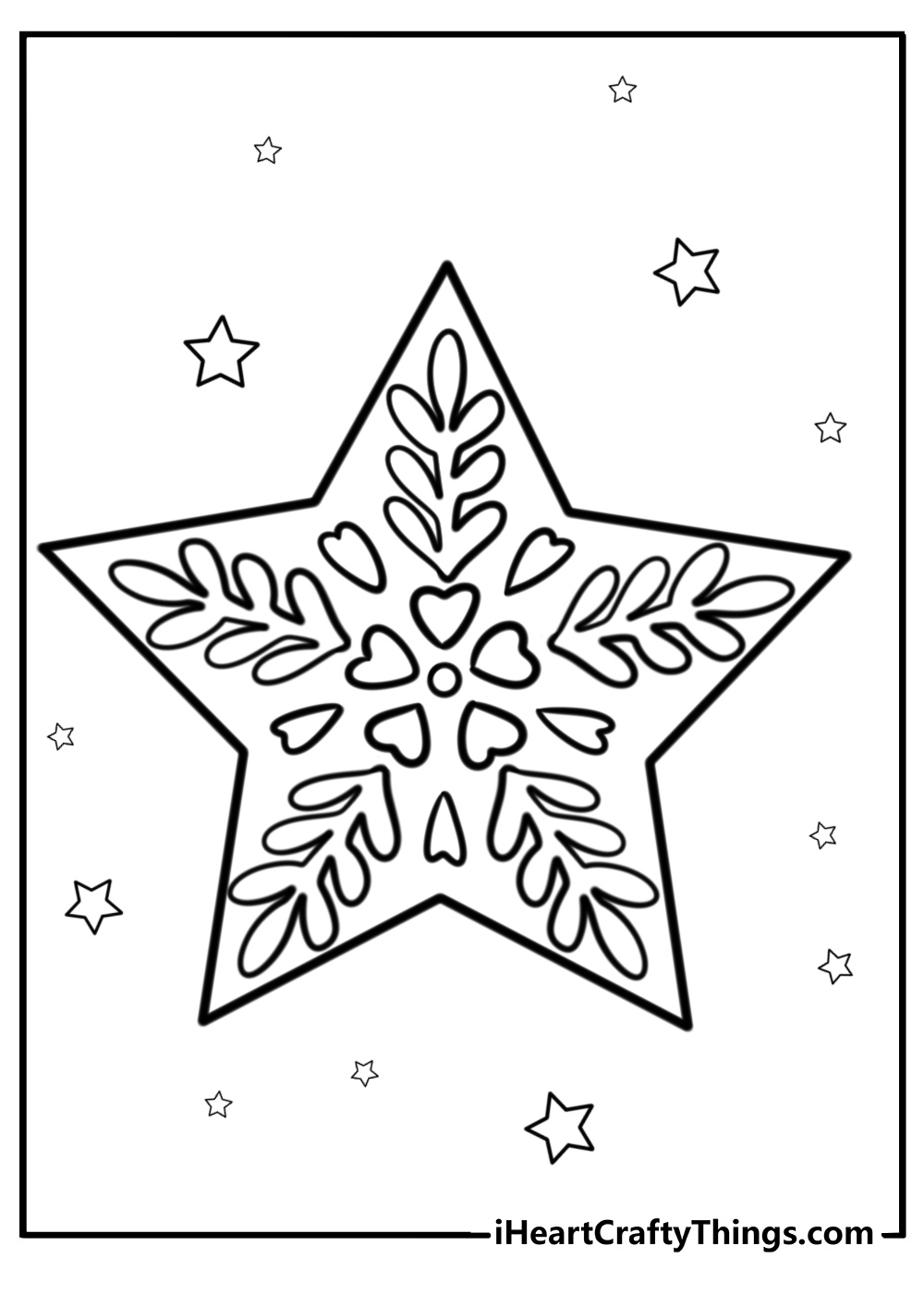 Christmas star with decorative patterns printable coloring page