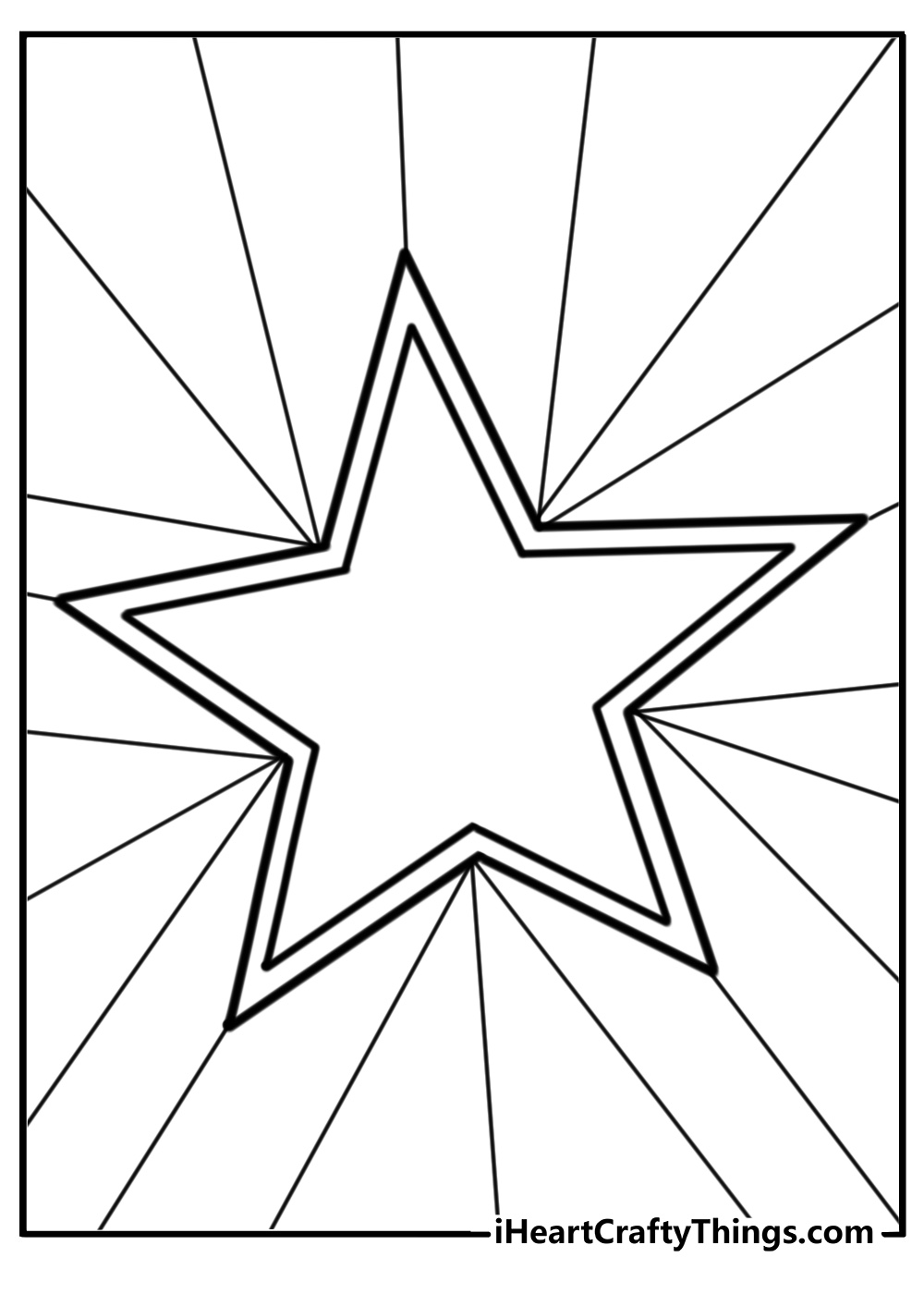 Christmas star with rays of light detailed coloring sheet