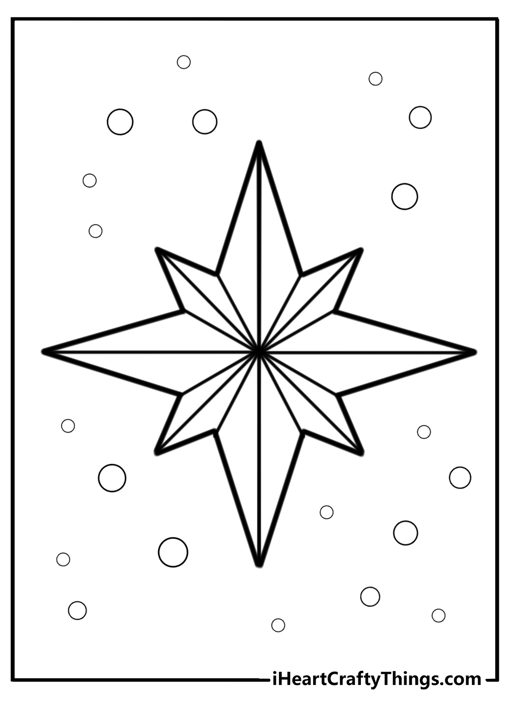 Christmas star with simple lines detailed coloring sheet