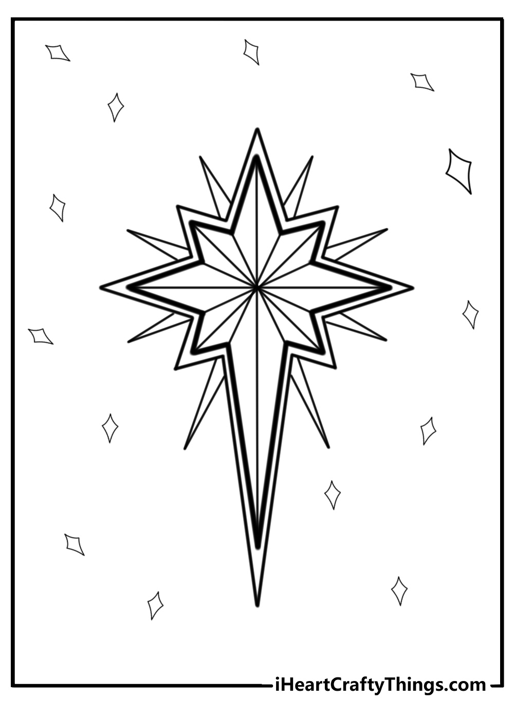 Christmas star with twinkling lights free coloring page pdf