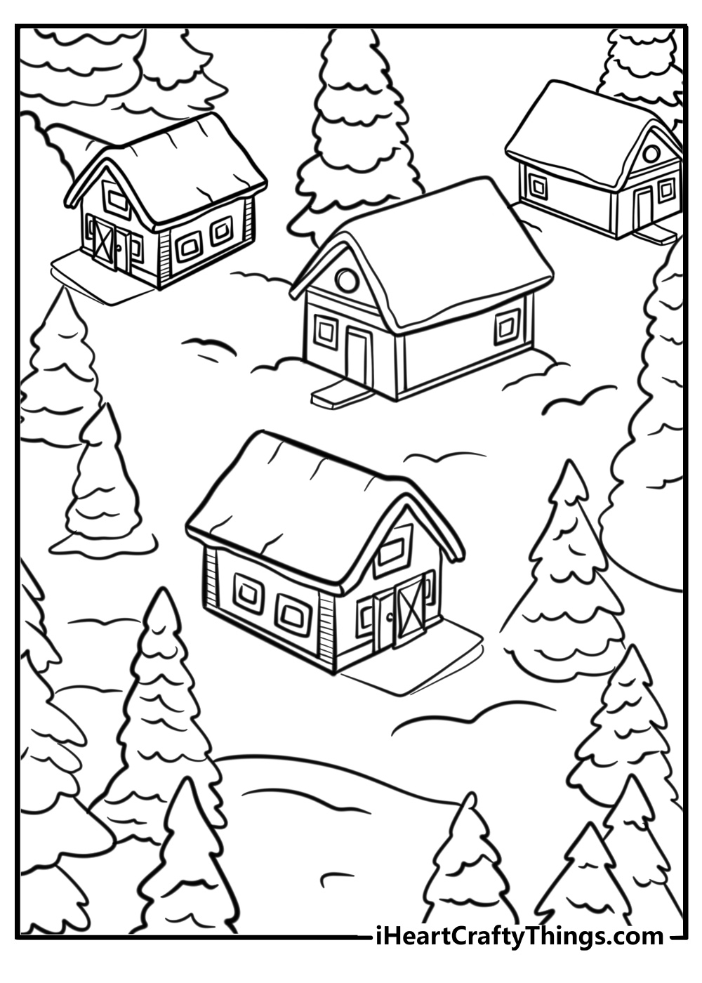 Christmas village coloring page